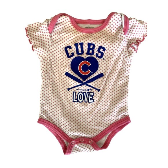 Team Athletic Girls Baby Infant 6 9 Months 1 piece Bodysuit Pink Polka Dot Chica - Picture 1 of 2